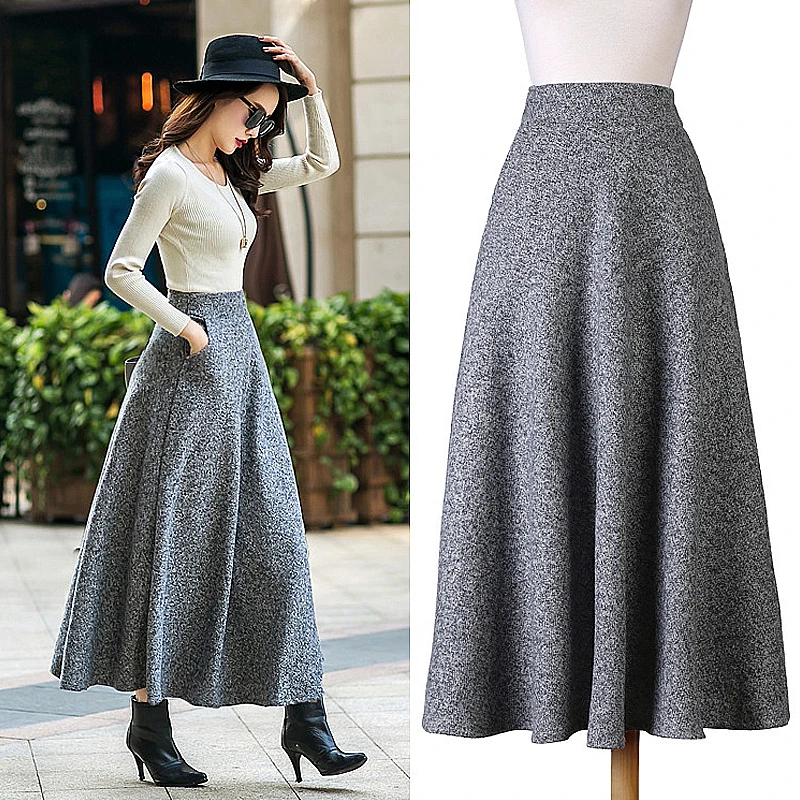 Elegant Women Spring Autumn Winter Thicken Warm Skirt Fashion Solid Pockets Empire Slim Casual Mid-Calf A-line Skirts 7F1415
Elegant Women Spring Autumn Winter Thicken Warm Skirt Fashion Solid Pockets Empire Slim Casual Mid-Calf A-line Skirts 7F1415