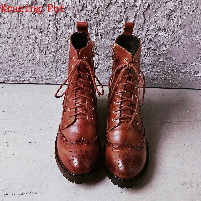 Krazing Pot genuine leather hillow decoration retro vintage color med heel British Chelsea boots lace up Oxfords ankle boots L03
Krazing Pot genuine leather hillow decoration retro vintage color med heel British Chelsea boots lace up Oxfords ankle boots L03