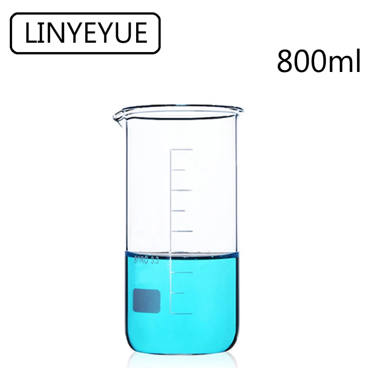 LINYEYUE 800mL Glass Beaker Tall Form Borosilicate Glass high temperature resistance Measuring Cup Beaker Laboratory Equipment
LINYEYUE 800mL Glass Beaker Tall Form Borosilicate Glass high temperature resistance Measuring Cup Beaker Laboratory Equipment
