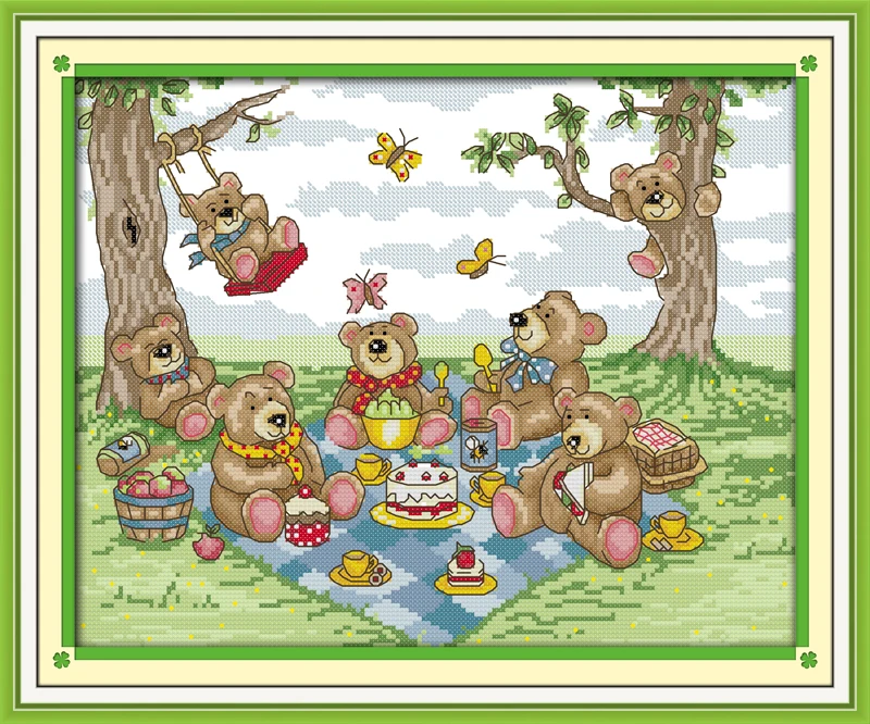 Joy Sunday Teddy Bear Picnic 14CT Needlework DIY Cross Stitch Set Embroidery Kit Pattern Counted Cross-Stitching Wall Home Decro
Joy Sunday Teddy Bear Picnic 14CT Needlework DIY Cross Stitch Set Embroidery Kit Pattern Counted Cross-Stitching Wall Home Decro