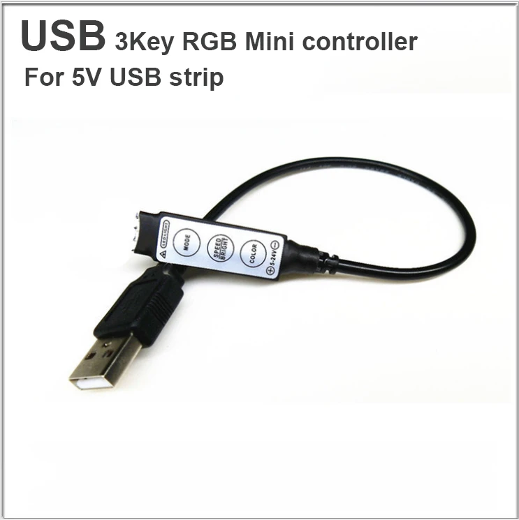 Мини контроллер USB RGB 19 динамических режимов 20 цветов с гнездовым разъемом