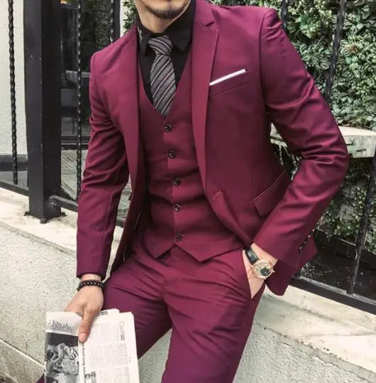 2019 Tailored Burgundy Purple Suit Men Groom Slim Fit 3 Piece Tuxedo Prom Wedding Suits Blazer Terno Masuclino Jacket+Pant+Vest
2019 Tailored Burgundy Purple Suit Men Groom Slim Fit 3 Piece Tuxedo Prom Wedding Suits Blazer Terno Masuclino Jacket+Pant+Vest