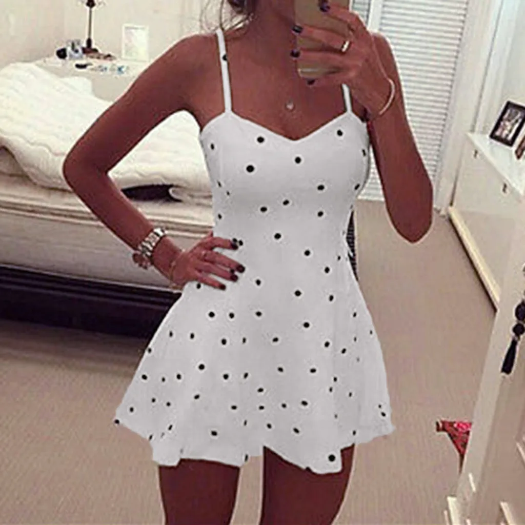 Summer cool dress Women Sexy Holiday Slim V-Neck Sling Casual Short Mini A-Line Dot Popular Dress party beachwear vestidos
Summer cool dress Women Sexy Holiday Slim V-Neck Sling Casual Short Mini A-Line Dot Popular Dress party beachwear vestidos