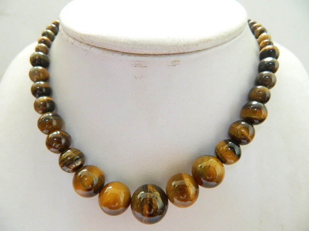 huij 004655 Stunning! 6-14mm African Roar Tiger's Eye Necklace 17.5 
huij 004655 Stunning! 6-14mm African Roar Tiger's Eye Necklace 17.5