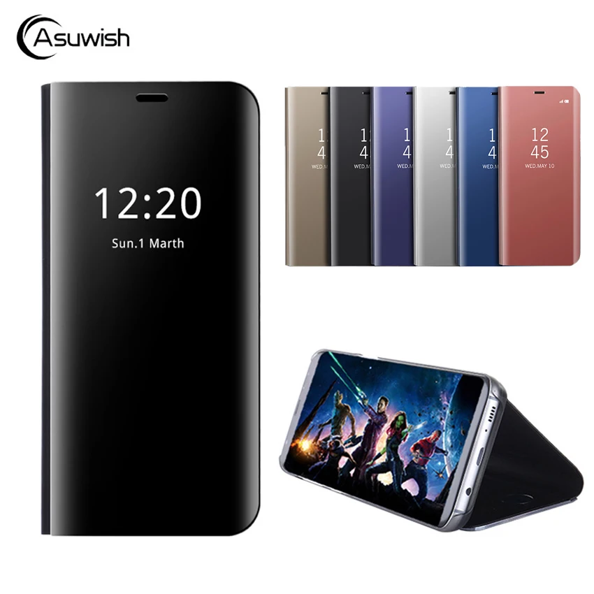 Зеркальный чехол книжка для Samsung Galaxy A8 Plus A8plus 2018 A3 A5 A7 A 3 5 J 7 J3 J5 J7 2017 Note 8 9