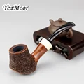 New Pure Black Smoking Tobacco Pipe 9mm Filter Ebony Wood Pipe Traditional Bent Smoking Pipe Smoke Accessory 10 tools free