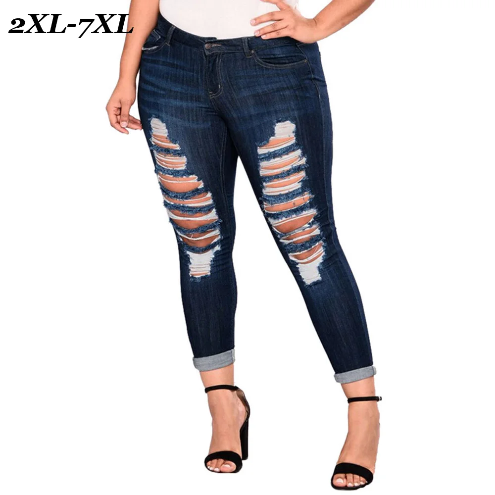 Wipalo Women Fashion Plus Size Hole Jeans Ripped Jeans Ladies Mid Waist Ninth Skinny Denim Pencil Pants Female Trousers 2XL-7XL
Wipalo Women Fashion Plus Size Hole Jeans Ripped Jeans Ladies Mid Waist Ninth Skinny Denim Pencil Pants Female Trousers 2XL-7XL