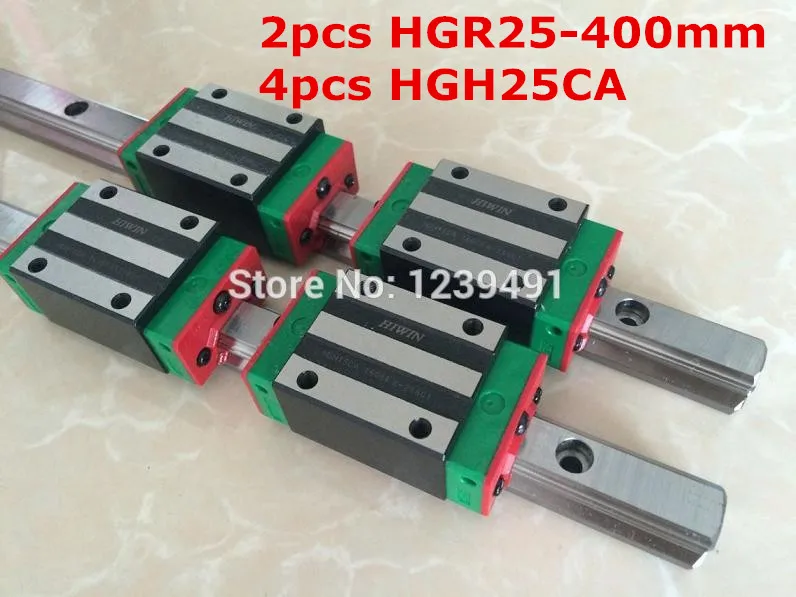 

2pcs HIWIN linear guide HGR25 - 400mm with 4pcs linear carriage HGH25CA CNC parts
