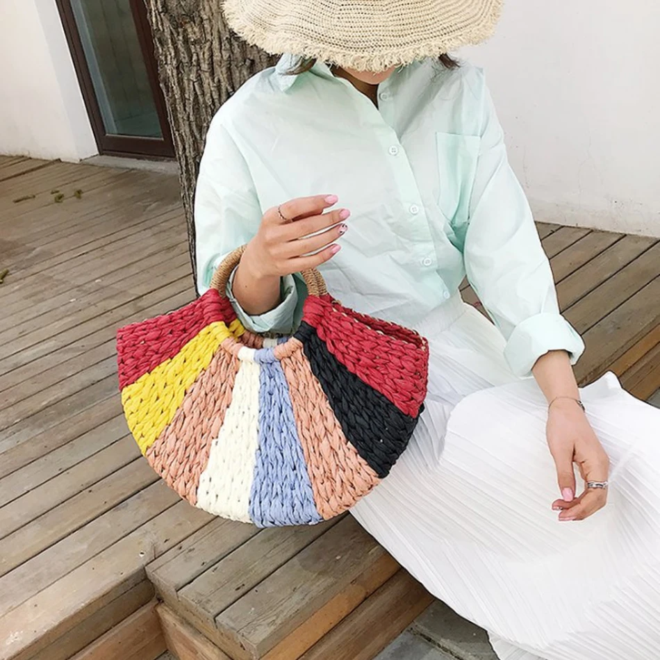 SUNNY BEACH Rainbow Colorful Straw Bags Women Summer Large Tote Rattan Bag Handmade Woven Beach Bag Circle Bohemia Handbag Bali
SUNNY BEACH Rainbow Colorful Straw Bags Women Summer Large Tote Rattan Bag Handmade Woven Beach Bag Circle Bohemia Handbag Bali