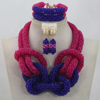 Unique Fushia Pink/Royal Blue Nigerian Crystal Beads Necklace Set African Wedding Jewelry Set Lady Jewelry Free Shipping ANJ053
Unique Fushia Pink/Royal Blue Nigerian Crystal Beads Necklace Set African Wedding Jewelry Set Lady Jewelry Free Shipping ANJ053