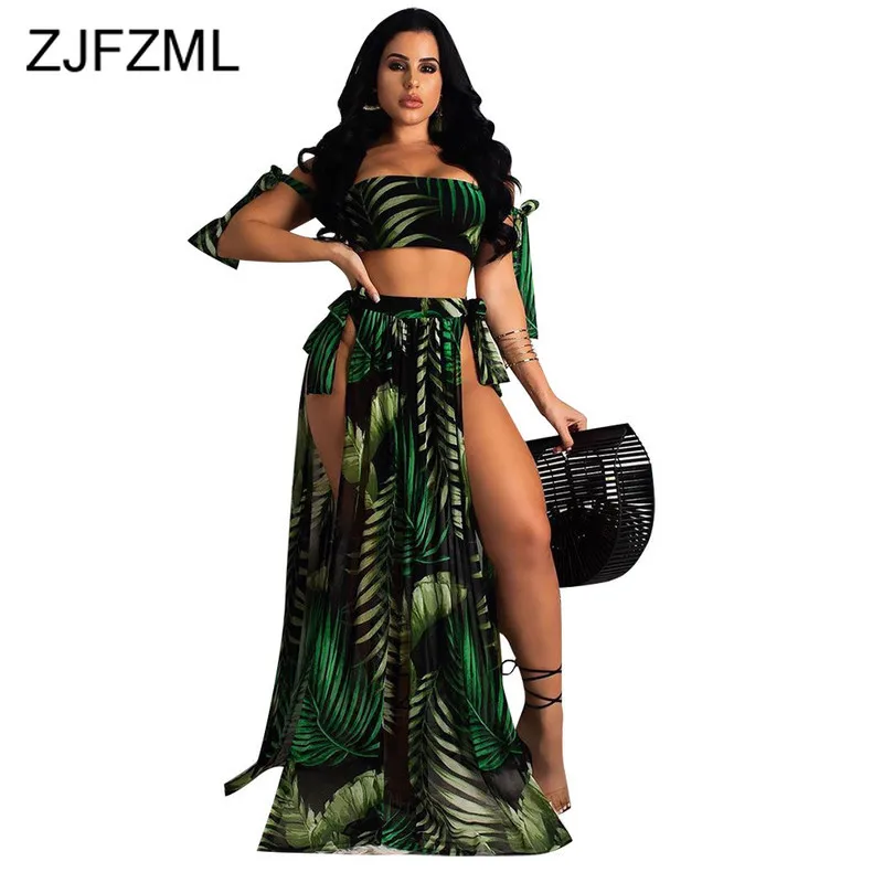 Leaves Print Summer 3 Piece Outfits Women Clothes 2019 Off Shoulder Backless Crop Top And Beach Short And High Split Maxi Skirt
Leaves Print Summer 3 Piece Outfits Women Clothes 2019 Off Shoulder Backless Crop Top And Beach Short And High Split Maxi Skirt