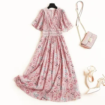 2019 Summer New Fashion Plus Size Printed Floral Lace Stitching Hollow Short Sleeves Chiffon Women Maxi Long Dresses
2019 Summer New Fashion Plus Size Printed Floral Lace Stitching Hollow Short Sleeves Chiffon Women Maxi Long Dresses