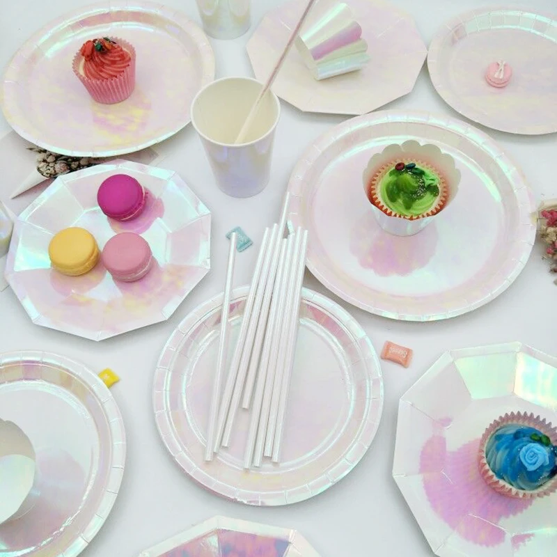 Iridescent Party Tableware Metallic Paper Plates Cup Cupcake Wrapper Curtains Tassels for Mermaid/Unicorn Birthday Wedding Party
Iridescent Party Tableware Metallic Paper Plates Cup Cupcake Wrapper Curtains Tassels for Mermaid/Unicorn Birthday Wedding Party