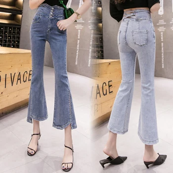 2019 Autumn New High Waist Buckle Slim Stretch Jeans Women's Pants DenimJeans Hollow Out Jeans Trousers Split Flares
2019 Autumn New High Waist Buckle Slim Stretch Jeans Women's Pants DenimJeans Hollow Out Jeans Trousers Split Flares