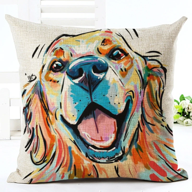 Image 2016 High Quality Creative Fashion Dog Home Decor Cojines Sofa Cushion Almofadas Cotton Linen Square