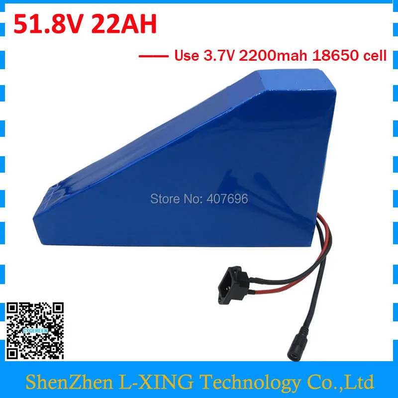 52V ebike triangle Battery 51.8V 1500W 52V 22AH lithium scooter battery use 3.7V 2500mah 18650 cell 30A BMS 2A Charger
52V ebike triangle Battery 51.8V 1500W 52V 22AH lithium scooter battery use 3.7V 2500mah 18650 cell 30A BMS 2A Charger