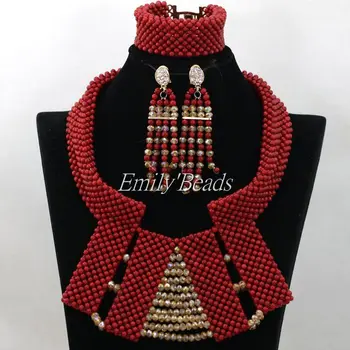 2016 Chunky Natural Red Coral Beads Jewelry Sets Gold African Nigerian Wedding Bridal Beads Necklaces Set Free Shipping CJ671
2016 Chunky Natural Red Coral Beads Jewelry Sets Gold African Nigerian Wedding Bridal Beads Necklaces Set Free Shipping CJ671