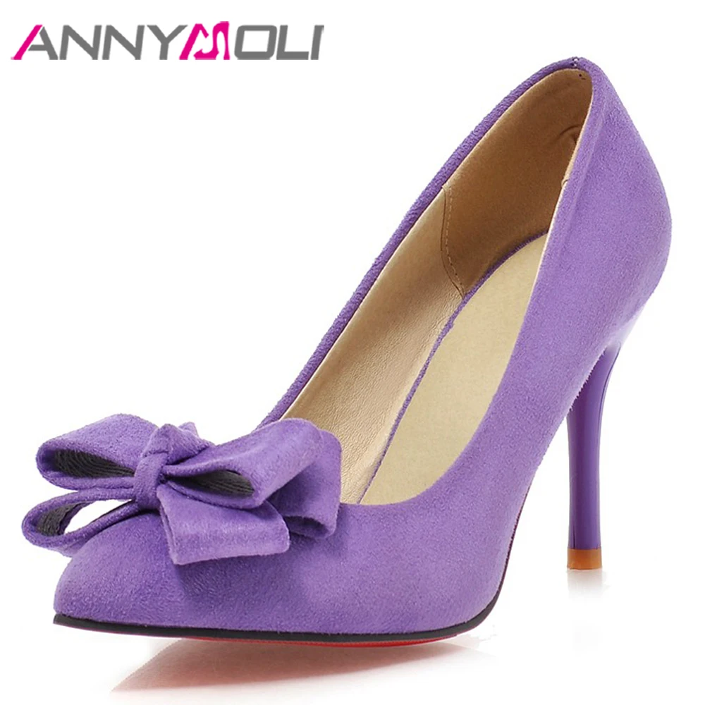 ANNYMOLI High Heels Women Pumps Bow Thin High Heels Latest Shoes Sweet Pointed Toe Shoes Lady Spring Pink Purple Big Size 34-43
ANNYMOLI High Heels Women Pumps Bow Thin High Heels Latest Shoes Sweet Pointed Toe Shoes Lady Spring Pink Purple Big Size 34-43