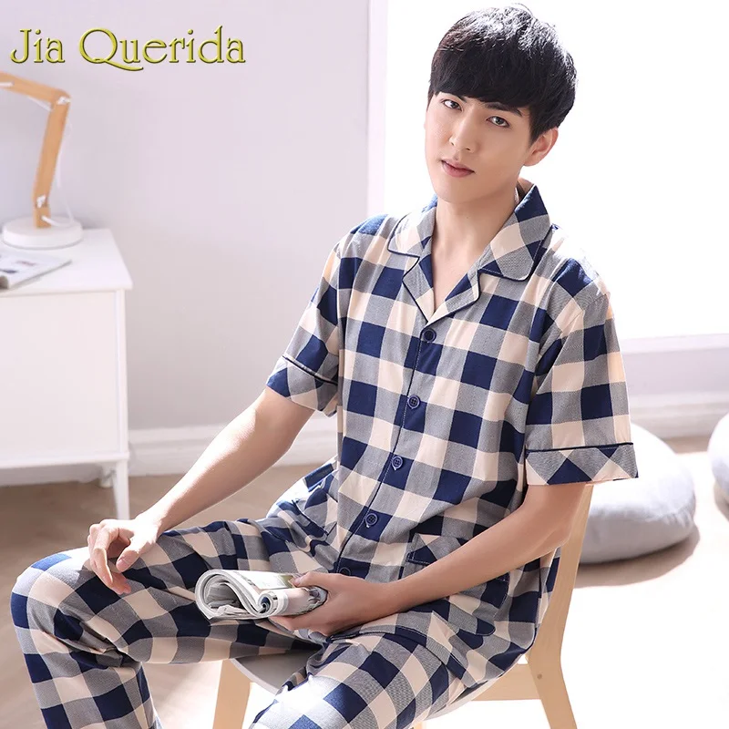 Pajamas Men 2019 Pijama Hombre Plus Size Mens Pajamas Plaid Lapel Male Sleepwear 100% Cotton Men Home Wear Clothing Pyjamas Set
Pajamas Men 2019 Pijama Hombre Plus Size Mens Pajamas Plaid Lapel Male Sleepwear 100% Cotton Men Home Wear Clothing Pyjamas Set