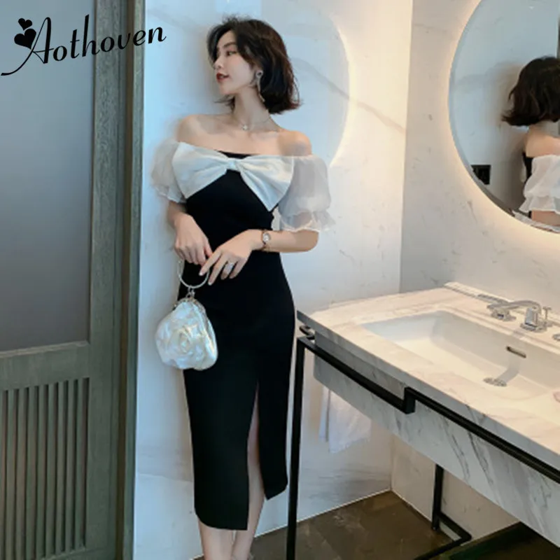 Summer Patchwork Bow Pencil Dresses Slash Neck Short Sleeve Split Dress Women Office Bodycon Sexy Party Ladies Dress Vestidos
Summer Patchwork Bow Pencil Dresses Slash Neck Short Sleeve Split Dress Women Office Bodycon Sexy Party Ladies Dress Vestidos