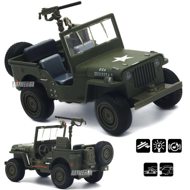1:32 For Willys Offroad Military Car Model Toy Alloy World War II Vehicles Model Car Pull Back Light Music Openable Engine Cover
1:32 For Willys Offroad Military Car Model Toy Alloy World War II Vehicles Model Car Pull Back Light Music Openable Engine Cover