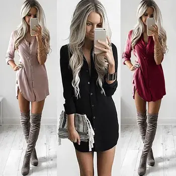 Fashion Women's Ladies Long Sleeve Blouse Casual Button Down Shirt Summer Tops Shirt 
Fashion Women's Ladies Long Sleeve Blouse Casual Button Down Shirt Summer Tops Shirt