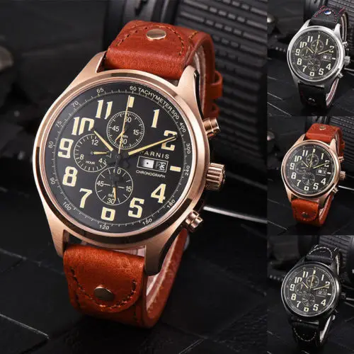 43mm Parnis Black Dial Leather strap Luxury Brand Complete Calendar Chronograph Sapphire Crystal Quartz Movement Men's Watch
43mm Parnis Black Dial Leather strap Luxury Brand Complete Calendar Chronograph Sapphire Crystal Quartz Movement Men's Watch