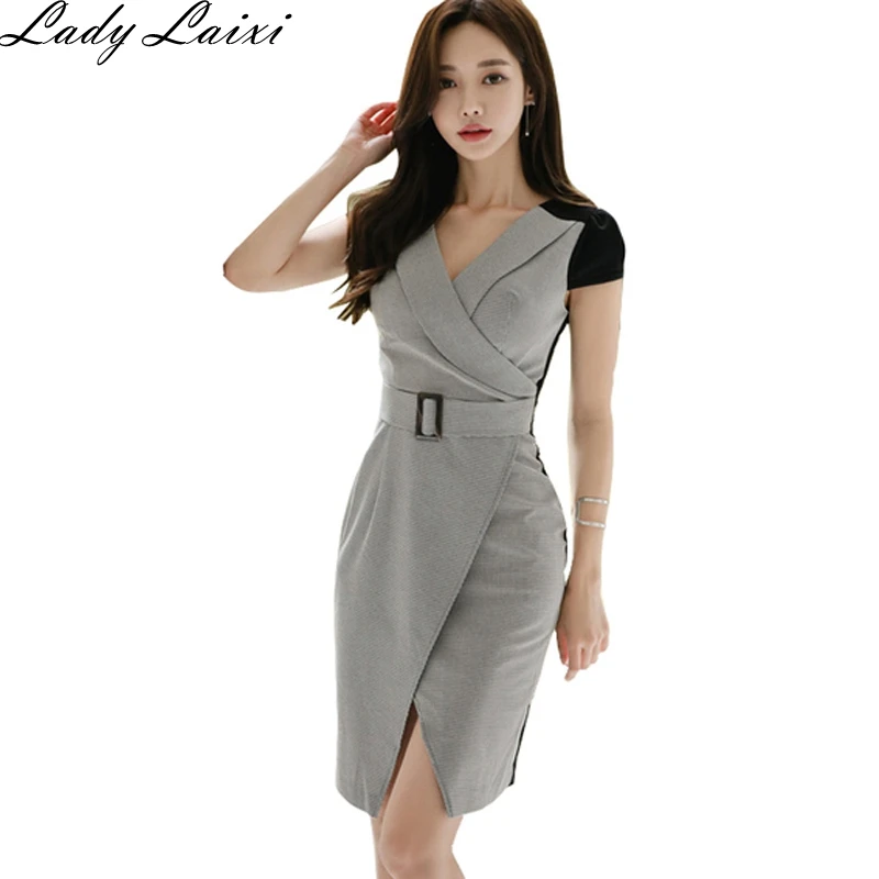2019 Summer Women Vintage Patchwork V-neck Short Sleeve Bodycon Formal Party Dress Sheath pencil Dress Elegant work Vestidos
2019 Summer Women Vintage Patchwork V-neck Short Sleeve Bodycon Formal Party Dress Sheath pencil Dress Elegant work Vestidos