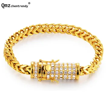 Qmzchentrendy Hip hop Stainless Steel Franco Fishbone Dragon Bone Cuban Chain Bracelets Bling Iced Out Rhinestone Clasp Bangles
Qmzchentrendy Hip hop Stainless Steel Franco Fishbone Dragon Bone Cuban Chain Bracelets Bling Iced Out Rhinestone Clasp Bangles
