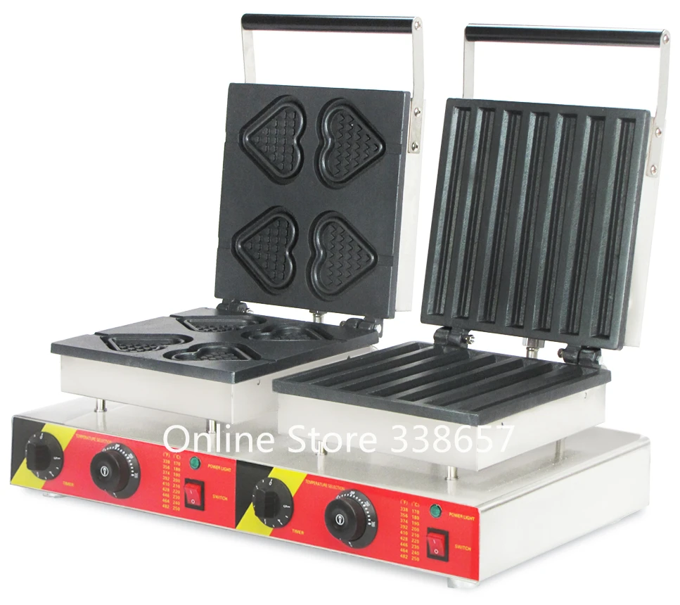 Dual head churros maker with heart mold waffle machine