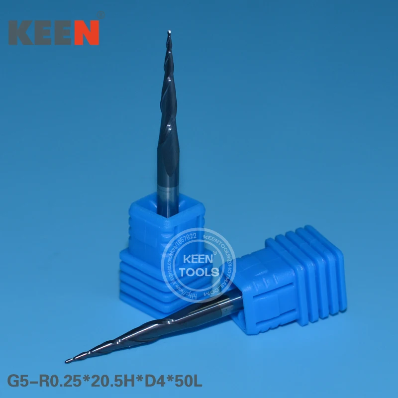 R0.25 * 20 5 H D4 50L 2 флейты с коническим шариком покрытием из карбида вольфрама