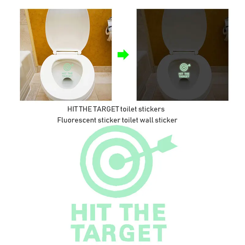 

WC Wall Sticker Fluorescent Bathroom Stickers Door Sign Public Restroom HIT THE TARGET PVC Waterproof Removable Glow in Dark