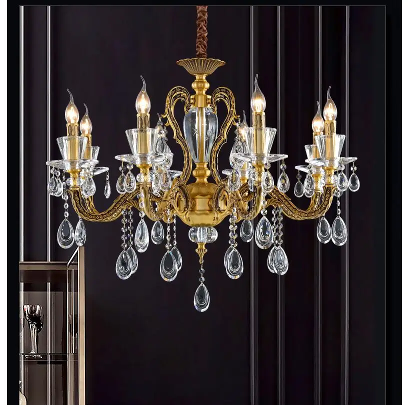 European Copper Chandelier Bronze Design Lights E14 Crystal Chandelier Lamp Crystal Lustre Light Fixture Villa Cristal Lighting
European Copper Chandelier Bronze Design Lights E14 Crystal Chandelier Lamp Crystal Lustre Light Fixture Villa Cristal Lighting