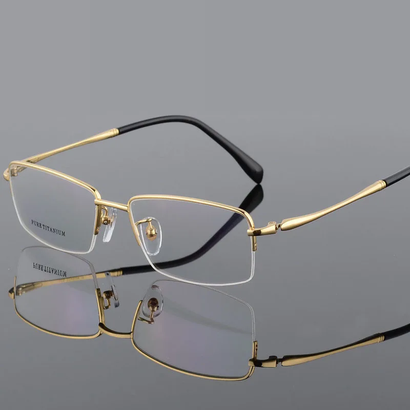 100% Pure Titanium Half Rim Brand Eyeglasses Men Optical Spectacle Frame Eye Prescription Glasses Big Face Eyeglasses Quality
100% Pure Titanium Half Rim Brand Eyeglasses Men Optical Spectacle Frame Eye Prescription Glasses Big Face Eyeglasses Quality