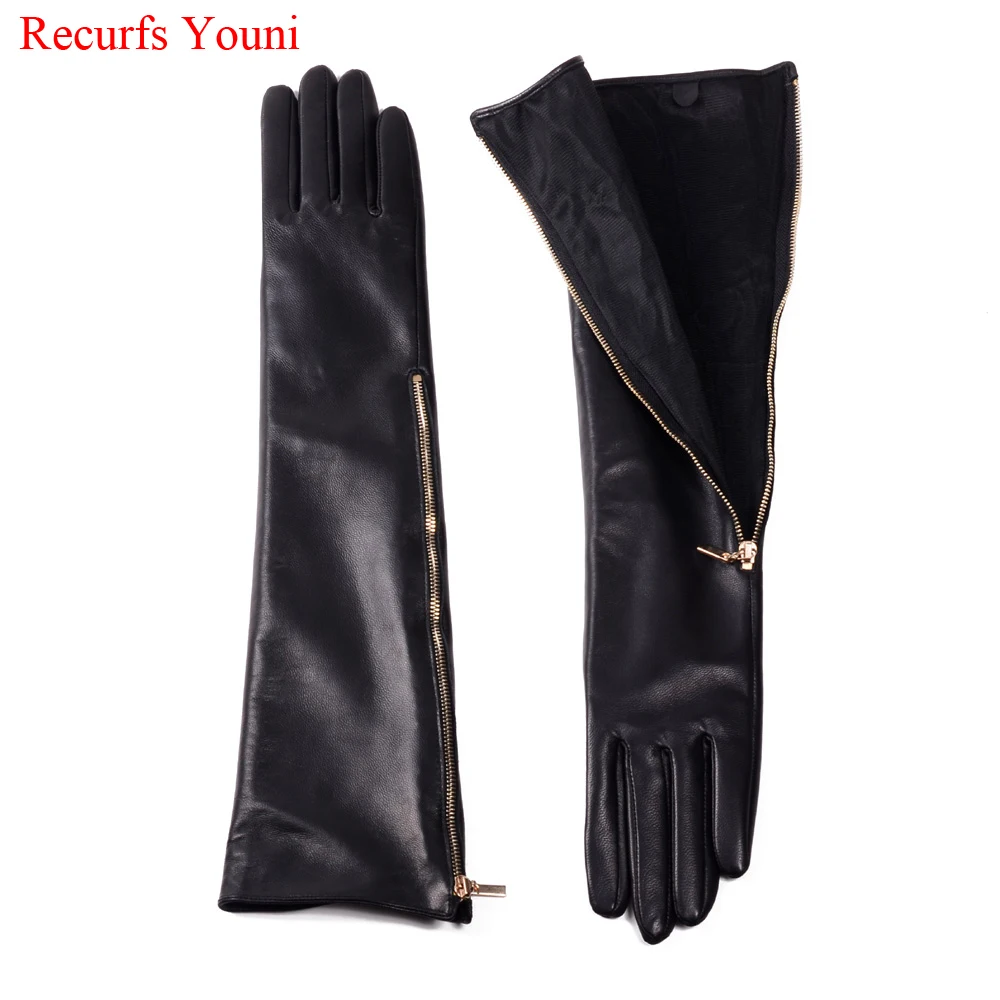 Novelty Female Spring Genuine Leather Side Golden Zipper 45CM Long Gloves For Women Mujer Evening Party Black Sleeve Thin Luvas
Novelty Female Spring Genuine Leather Side Golden Zipper 45CM Long Gloves For Women Mujer Evening Party Black Sleeve Thin Luvas