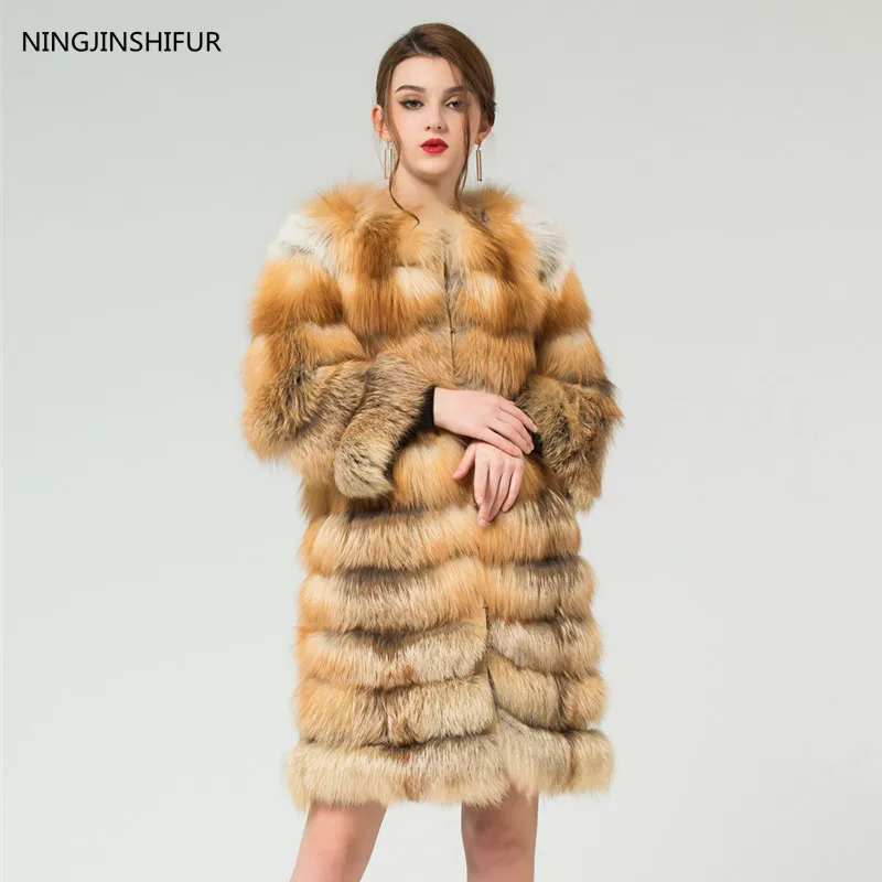Real Fox Fur Red Fox Long Ladies Striped Jacket Winter Warm Fox Fur Coat Removable Sleeve
Real Fox Fur Red Fox Long Ladies Striped Jacket Winter Warm Fox Fur Coat Removable Sleeve