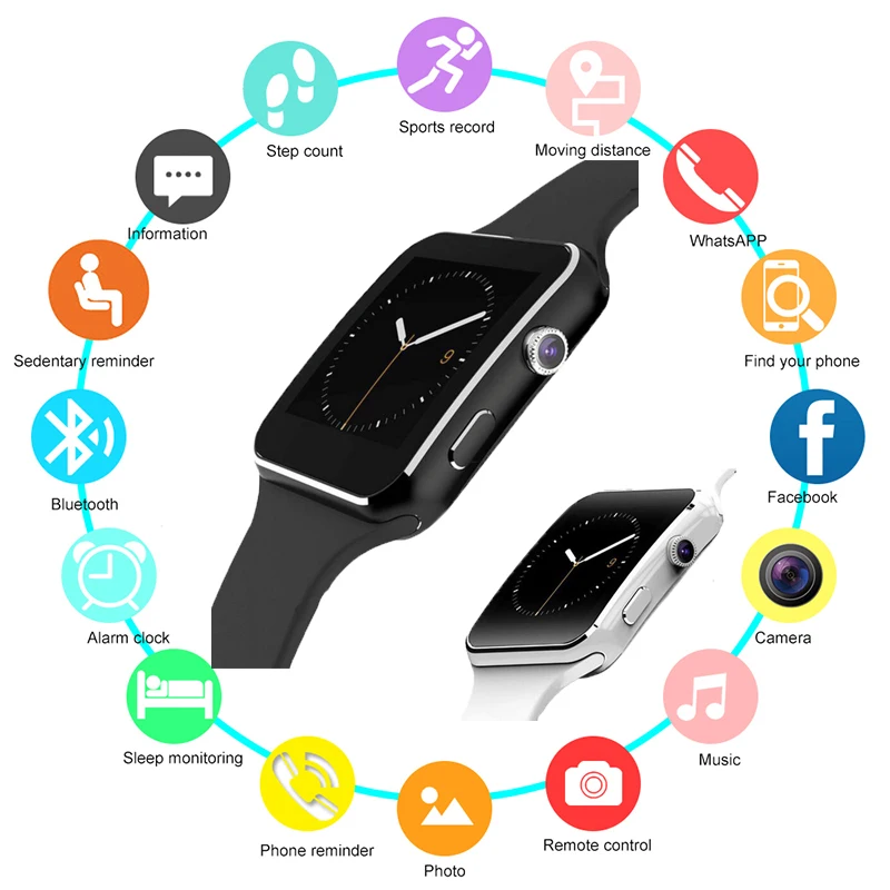 Bluetooth Smart Watch Women Men Sport Passometer Smartwatch with Camera Support SIM Card Whatsapp Facebook for Android Phone | Электроника