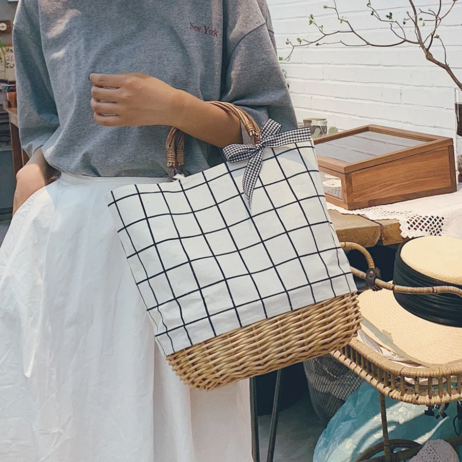 Harajuku Straw Wocen Plaid Women's Handbags Bow Large Capacity Ladies Hand Bags Patchwork Canvas Women Shoulder Bags Woman Totes
Harajuku Straw Wocen Plaid Women's Handbags Bow Large Capacity Ladies Hand Bags Patchwork Canvas Women Shoulder Bags Woman Totes