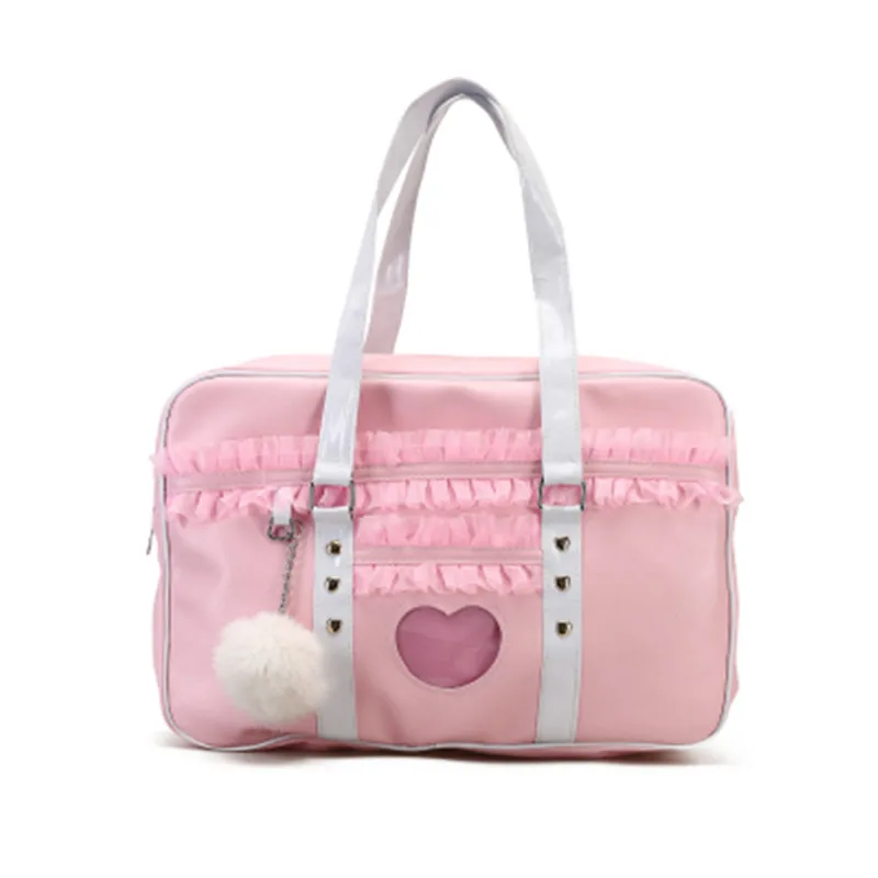Lolita Japan Harajuku Kawaii JK Shoulder HandBag Lace Ruched Handbag Transparent Love Heart Hand Bag with Plush Pendant
Lolita Japan Harajuku Kawaii JK Shoulder HandBag Lace Ruched Handbag Transparent Love Heart Hand Bag with Plush Pendant