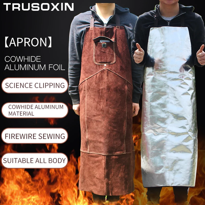 Professional welding apron leather cowhide electric welding protective apron brown
Professional welding apron leather cowhide electric welding protective apron brown