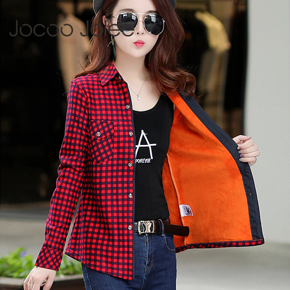 Jocoo Jolee Women Winter Keep Warm Cotton Plaid Blouse Fashion Long Sleeve Turn-down Collar Pocket Velvet 2018 Shirt Tops Blusas
Jocoo Jolee Women Winter Keep Warm Cotton Plaid Blouse Fashion Long Sleeve Turn-down Collar Pocket Velvet 2018 Shirt Tops Blusas