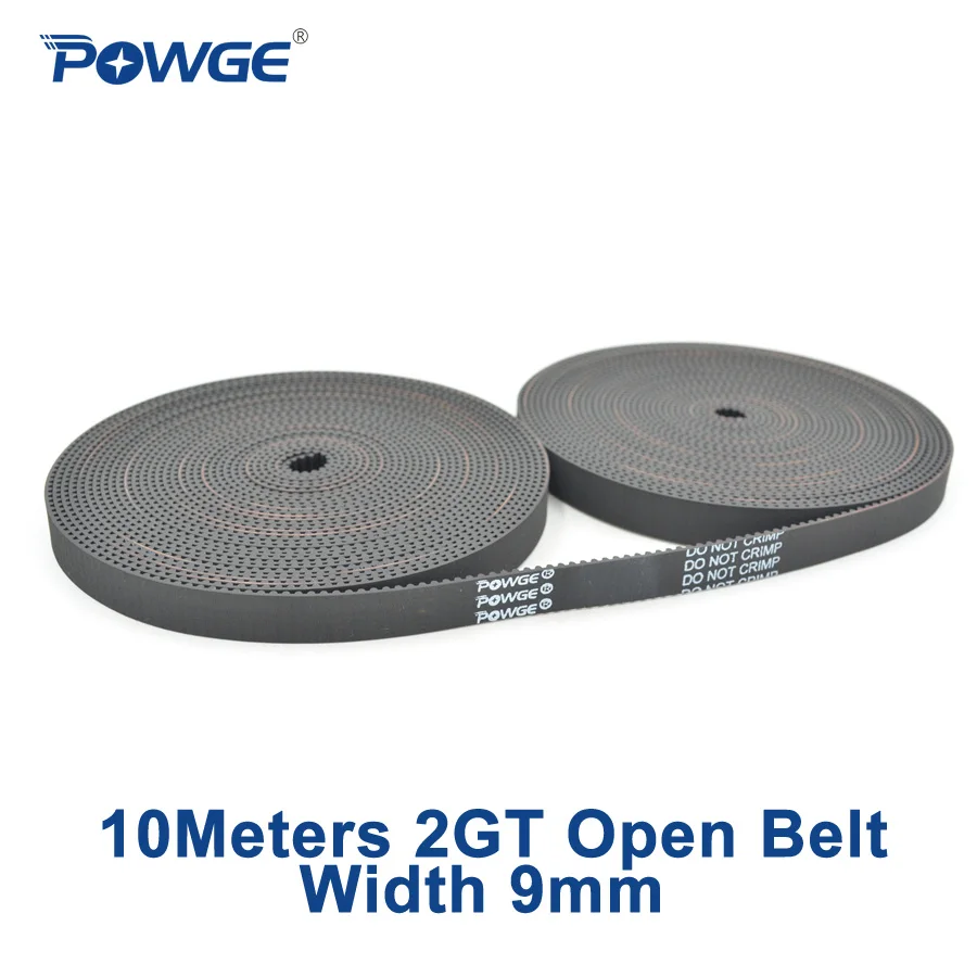 

POWGE 2M 2MGT 2GT open synchronous Timing belt width 9mm Rubber GT2 2GT-9mm Small backlash Linear Motion 3D Printer 10Meters