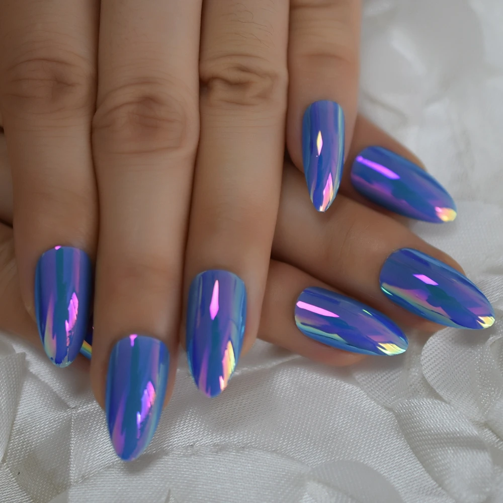 Sky Blue Holographic Fake Nails Stiletto Medium Chrome Mirror Plastic Curve Tip Shine it The Nail with Gluetabs
Sky Blue Holographic Fake Nails Stiletto Medium Chrome Mirror Plastic Curve Tip Shine it The Nail with Gluetabs