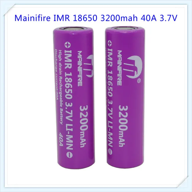 Mainifire IMR 18650 3200mah 40A 3.7V battery with flat top(5 pcs) + Free shipping
Mainifire IMR 18650 3200mah 40A 3.7V battery with flat top(5 pcs) + Free shipping