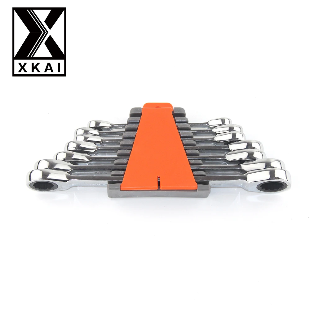 XKAI 7PC Double Ratchet Spanner a set of keys double ratcheting skate tool gear ring wrench ratchet handle Chrome Vanadium set
XKAI 7PC Double Ratchet Spanner a set of keys double ratcheting skate tool gear ring wrench ratchet handle Chrome Vanadium set