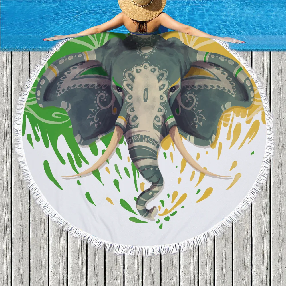 Floral Boho Microfiber Indian Elephant Summer 150cm Round Beach Towel with Tassel for Adult Colorful Printed Seaside Shawl Towel
Floral Boho Microfiber Indian Elephant Summer 150cm Round Beach Towel with Tassel for Adult Colorful Printed Seaside Shawl Towel