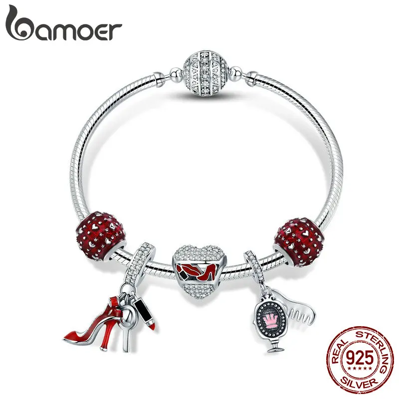 BAMOER Authentic 925 Sterling Silver Red Enamel Heart Women Shoes Cosmetic Bracelets & Bangles for Women Silver Jewelry SCB802
BAMOER Authentic 925 Sterling Silver Red Enamel Heart Women Shoes Cosmetic Bracelets & Bangles for Women Silver Jewelry SCB802