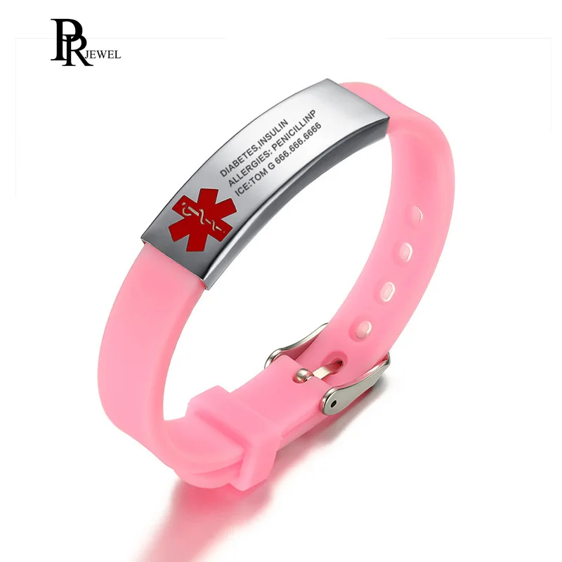 Silicone Bracelet Pink Color Medical Alert ID for Men and Women Adjustable Size with Customized Free Engraving
Silicone Bracelet Pink Color Medical Alert ID for Men and Women Adjustable Size with Customized Free Engraving
