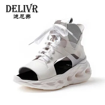 

Delivr Leather Sandal Woman 2019 Platform Peep Toe High Top Women Casual Sandals Fashion Summer Schoenen Vrouw Sandalen White