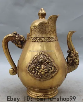 12" Chinese Dynasty Palace Bronze Animal Beast Dragon Head Wine Wine pot Flagon
12" Chinese Dynasty Palace Bronze Animal Beast Dragon Head Wine Wine pot Flagon